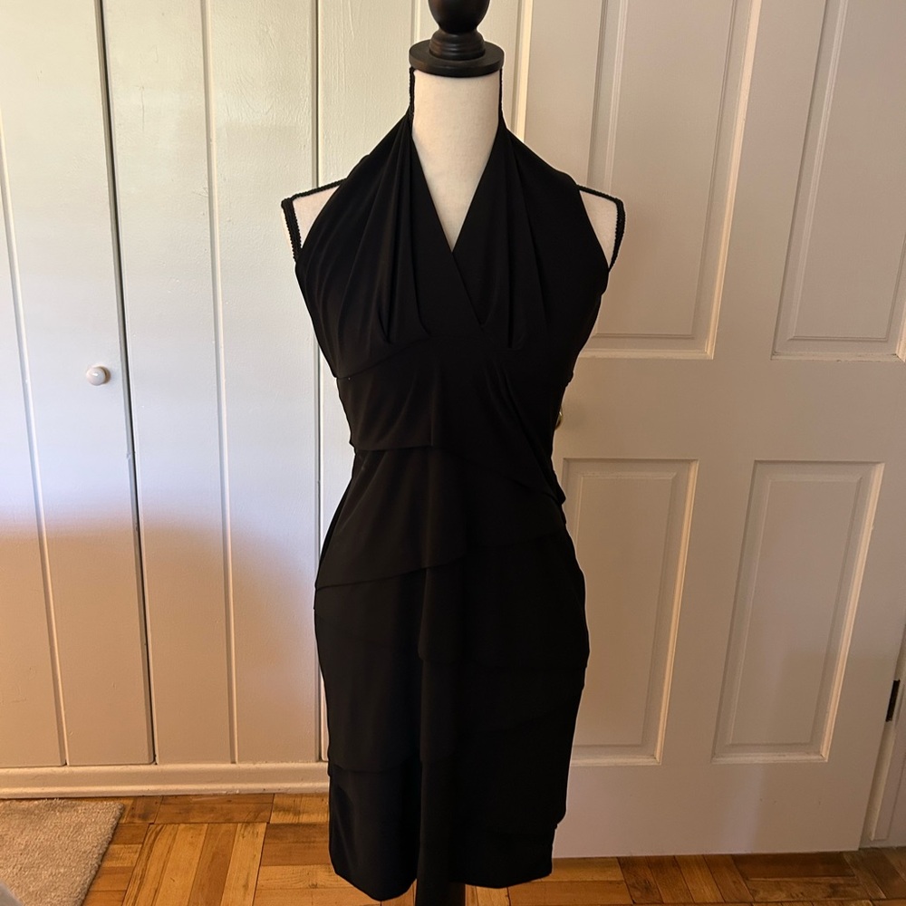 NWOT White House Black Market Black Halter Midi Dress size 12